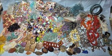 9 Lb 12 Oz  Bag Of Jewelry Supplies Beads Necklaces 11 Rings Some Sterling picture