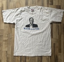 Bayside Heavyweight Double-Sided Barack Obama Made in USA White Men’s L Tee picture