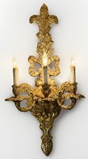 Edwardian Revival 31.25” Wall Sconce 3-Light Cast Brass Ornate by Crescent BM Co picture