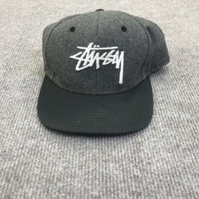 Stussy Hat Cap Snap Back Mens One Size Gray Felt Logo Baseball Casual Streetwear picture