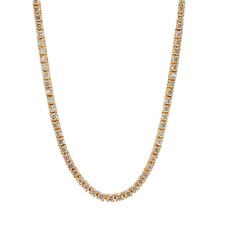 10K Yellow Gold 8.42ct Round Diamond 4 Prongs Chain Tennis Necklace picture