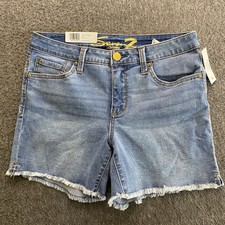Seven7 Weekend Denim Shorts Womens Size 8 Blue Florence 5” Inseam Fray Hem NWT picture