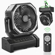 20000mAh 60hrs Rechargeable Auto-Oscillating Camping Fan with LED and Hook picture