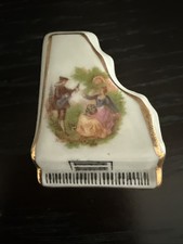 Vintage LIMOGES FRANCE Miniature Porcelain PIANO  Courting Couple Ceramic Mini picture