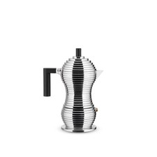 Alessi Pulcina Stovetop Espresso Maker 3 Cup Moka Pot Black Anti Drip Italian picture