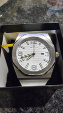 Invicta Huracan Quartz Octagon 45mm WR100 Silver Dial White Strap picture