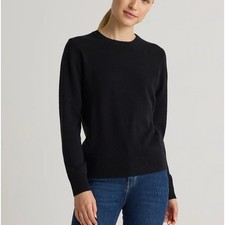 Quince Women S NWT Cashmere Crewneck Sweater Black Quiet Luxury Minimalist Prepp picture