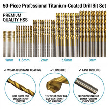 50pc Titanium Plated Twist Drill Set 1-3mm Small Drill Bit Electric Drill Tool picture