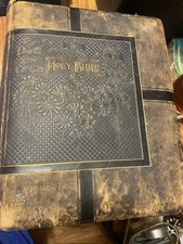 MASSIVE 15 LB Antique 1880s Victorian Family Bible Cranston & Stowe KJV Folio picture