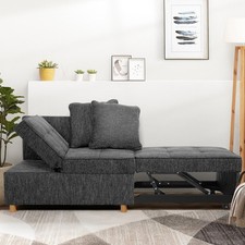 Sofa Bed Chair, 4-in-1 Convertible Chair Bed 3-Seat Linen Fabric loveseat Sofa picture