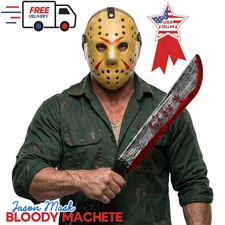 Jason Hockey Mask & Machete Halloween Costume Friday The 13th Jason Voorhees Set picture