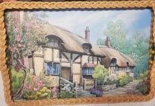 Vintage British Tea Tray M.K. Rhodes Anne Hathaway's Cottage Art Print Wicker picture