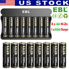 8 Pack Rechargeable AA Batteries Ni-Zn 3000mWh with 8 Bay Ni-Zn Battery Charger picture