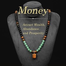 28in Tiger eye Aventurine Beaded Long Necklace Healing Wealth Abundance Attracts picture