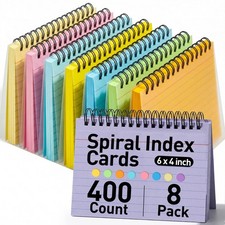 Koogel 400PCS Spiral Index Cards 4x6, Flash for 4x6 inches, Multicolor picture