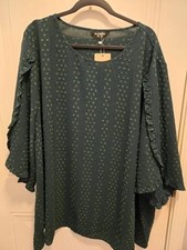 Women's Bloomchic Brand New Ruffled 3/4 Drape Sleeves Blouse - Size 28 - Green picture