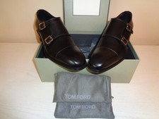 NEW Men's Tom Ford Claydon Burnished Black Leather Double Monk Strap Shoes 9 1/2 picture