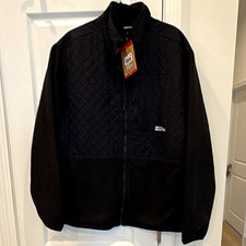 Eddie Bauer Men's Black Mixed Media Quilted Full Zip Stand-Up Short Jacket XL picture