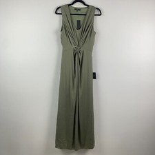 Lulus See Me Stun Olive Green Sleeveless Knotted Maxi Dress Size Small Slit picture