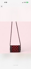 Vera Bradley Designs RARE 1997 Strap Purse Wallet RED LEAF Organizer Clutch Vint picture
