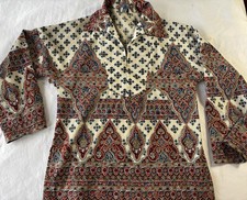 Vintage 1960s/1970s All Over Print Floral  Hippy XL Corduroy Top Tunic Savage picture