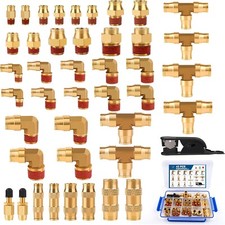 43 Pcs Brass DOT Air Line Fittings Kit Push Lock 2-IN-1 Push to Connect Fittings picture