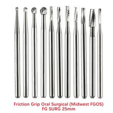 10/Pk Dental Surgical Carbide Friction Grip Burs High Speed 25mm FG SURG 2 4 6 8 picture