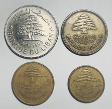 Lebanon 4-Coin Lot 1952-1975 1 Livre 5 10 25 Piastres Raw *F-VF* picture