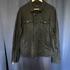 John Varvatos U.S.A. Men’s Black Short Jacket Button Zip Point Collar Pockets picture