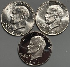 1973 P D S - Clad Proof and P & D Uncirculated Eisenhower Ike Dollar 3 Coin S13 picture