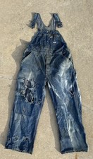 True Vintage 50s/60s Lee Jelt Denim Sanforized Indigo Paint Splatter Overalls picture
