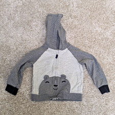 Carter's Gray Hooded Full Zip Hoodie Bear Face 18-24 Months picture