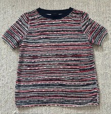 J. Crew Women's Striped Beaded 100% Linen Short Sleeve Top Blouse SZ XS NEW picture
