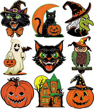 Large Vintage Halloween Decorations Double-Sided Cutouts Style 2 picture