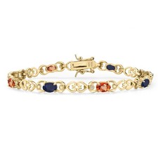 18K Yellow Gold Plated Silver Sapphire and Orange Sapphire and Lab Grown picture