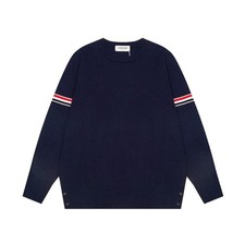 Thom Browne 4-Bar Crew Neck Sweater Wool Blend Knit Pullover Navy M-3XL picture