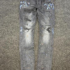 Purple Brand P001 Black Paint Splatter Slim Fit Denim Jeans NWT Mens Size 34x34 picture