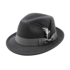 Classic Fedora Hats for Men Women Short Brim Felt Feather Hat Panama Dress Hat picture