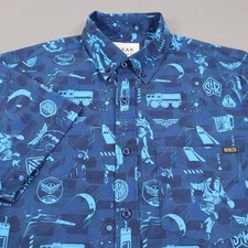 RSVLTS Toy Story Pixar Buzz Lightyear Button Shirt Mens Small Blue Geometric picture