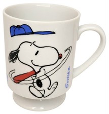 VTG Peanuts Snoopy Baseball Home Run King Ceramic Pedestal Coffee Mug Cup Schulz picture