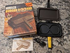 NOS Vintage Norelco Burger Cooker Double Sided Hamburger Grill/Griddle Made USA picture