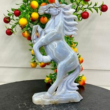 2.07LB Natural druzy agate geode quartz crystal engrave Horse healing gift decor picture