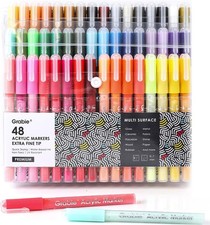 Grabie Acrylic Paint Pens Markers, 48 Colors, 0.7 mm, Extra Fine Tip Drawing picture