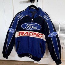 NOS Vtg 1990s JH Design Ford Racing Cotton Twill Bomber Jacket Mens M picture