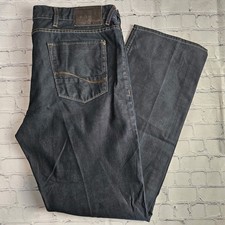 Celio* C*FIVE Jeans Size 42X34 Moto Denim Thick Stitch Embroidered  Straight Leg picture