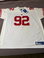 Deadstock Vintage Reebok NFL Equipment NY Giants Strahan 92 Jersey White Mesh picture