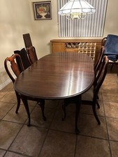 REDUCED Vintage Cresent Queen Anne Dining Set-6 chairs,lighted china cabinet picture