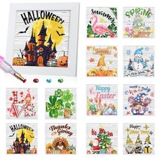 13 Pcs Interchangeable Seasonal Diamond Painting Kits 5D Summer Multi Elements picture