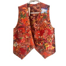 Vtg Patchwork Vest Handmade Quilted Wearable Art Western Horse Boho Cottagecore picture