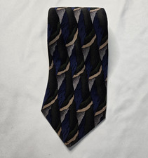 Vintage Honors 100% Silk Tie Abstract Geometric Blue Gray Black Men’s Necktie picture
